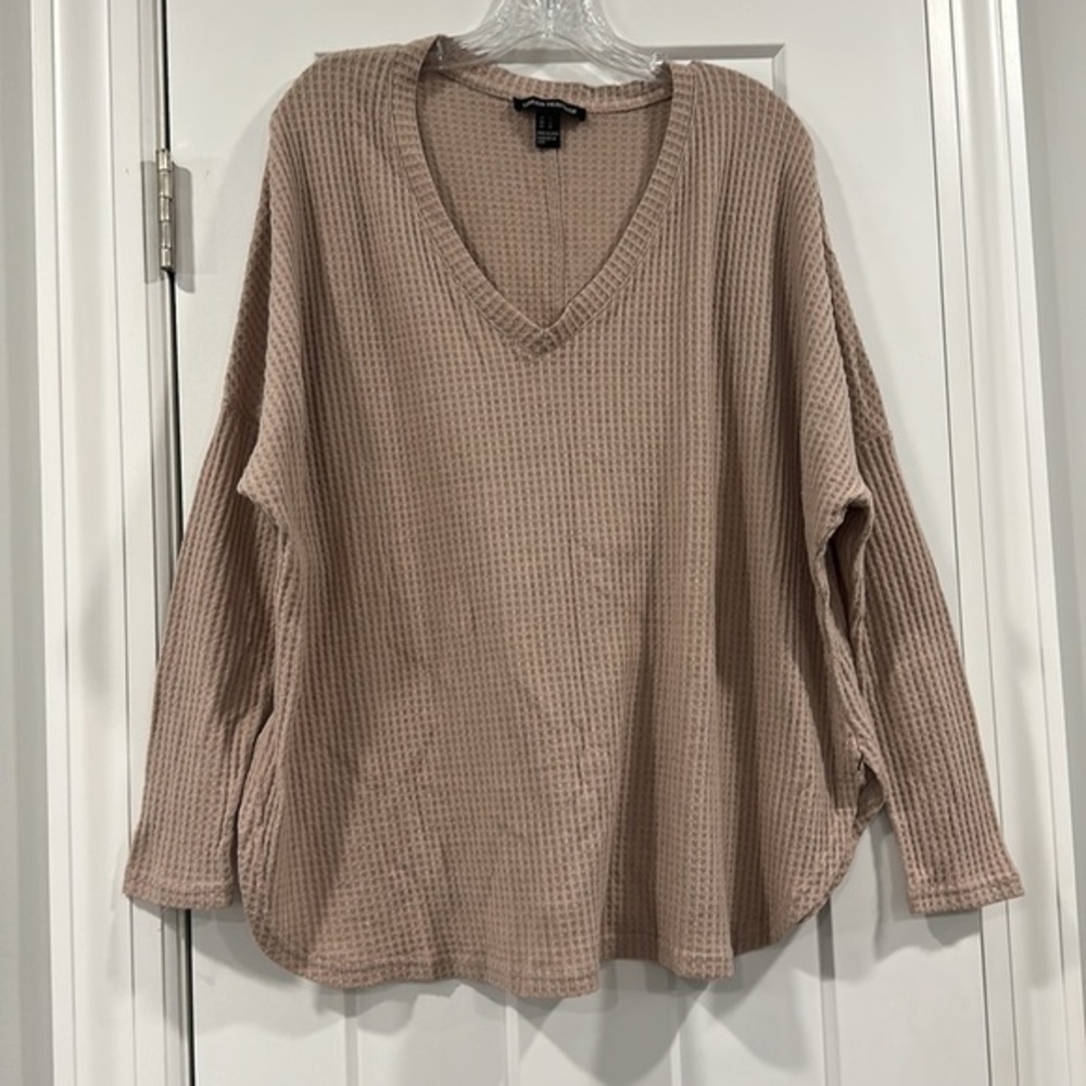Urban Heritage Waffle Sweater Tan Oversized